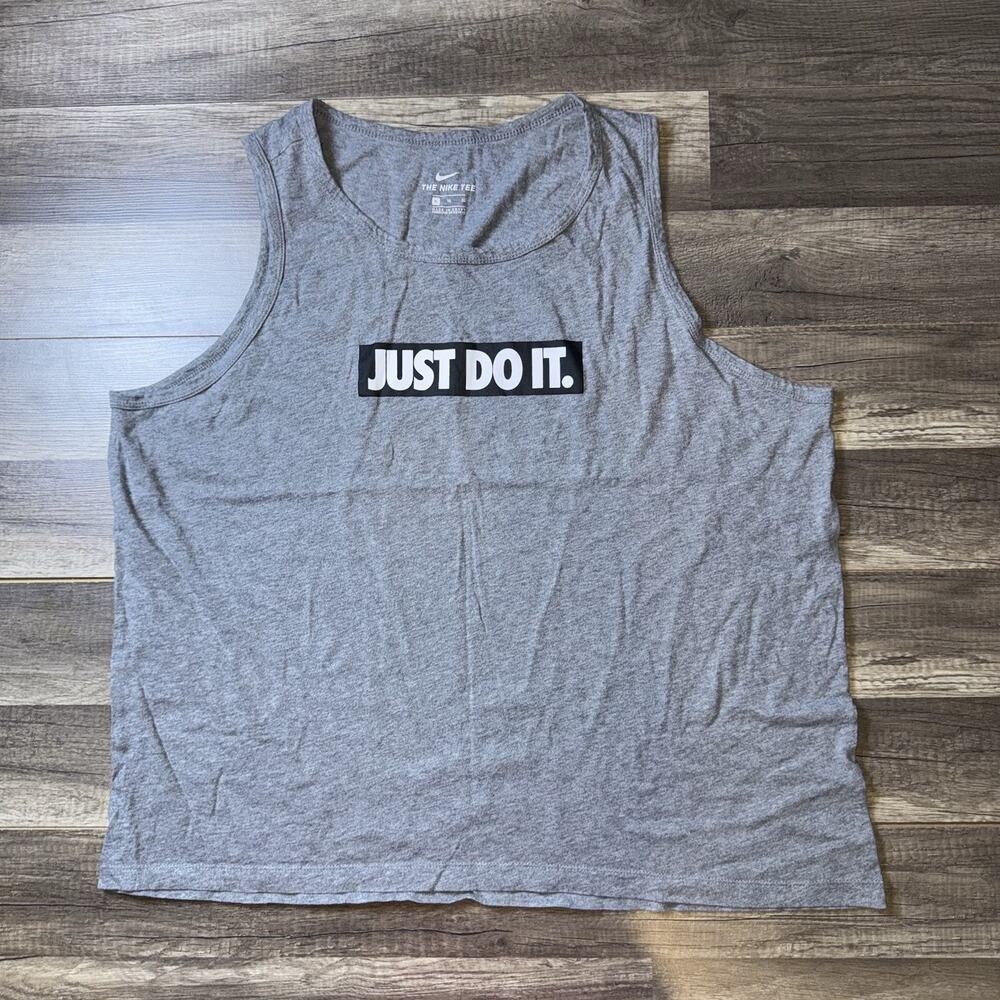Nike Tee Tank Top X-Large Just Do It Box Logo Sleeveless Gray 100% Cotton